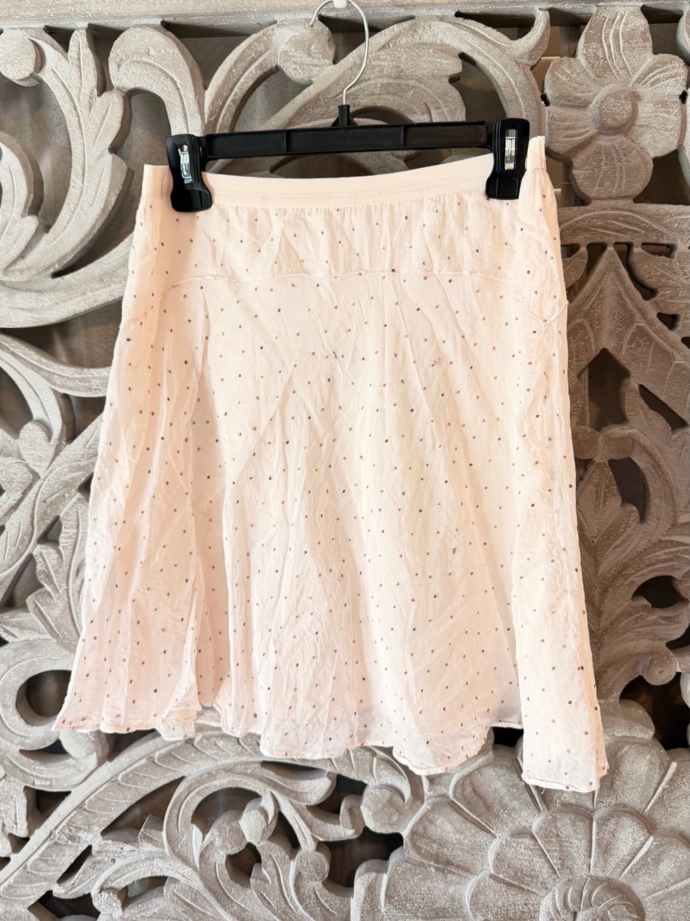 Rebecca Taylor Silk Blush Eyelet A-Line Midi Skirt